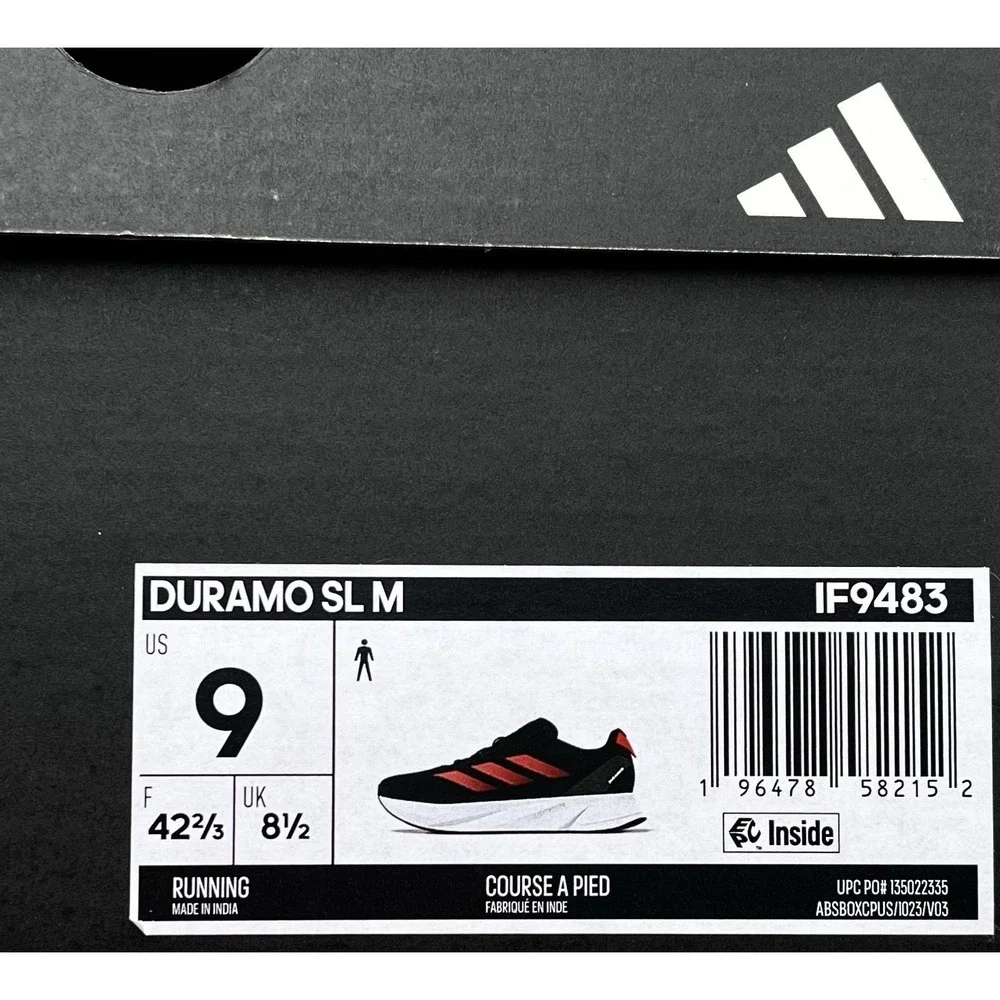 adidas Men's Duramo SL M Running Athletic Shoes Size 9 Black Solar Red‎ IF9483
